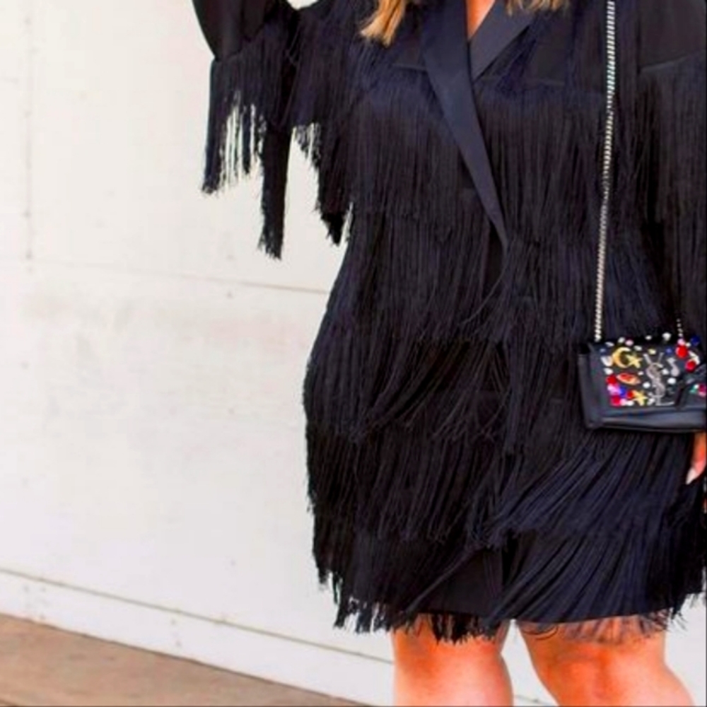 Fringe Tuxedo Dress